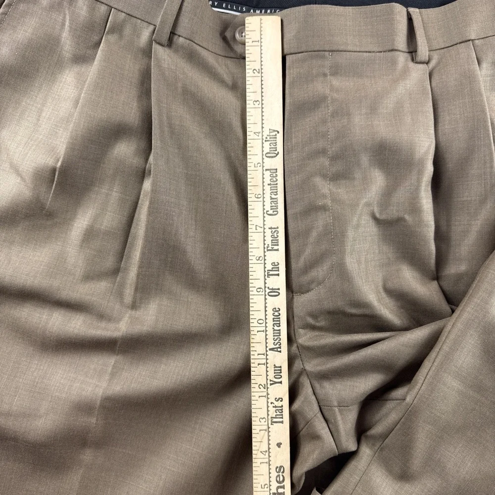 Perry Ellis America Dress Pants Men 40x30 Brown Pleated Slacks Chinos Preppy NEW